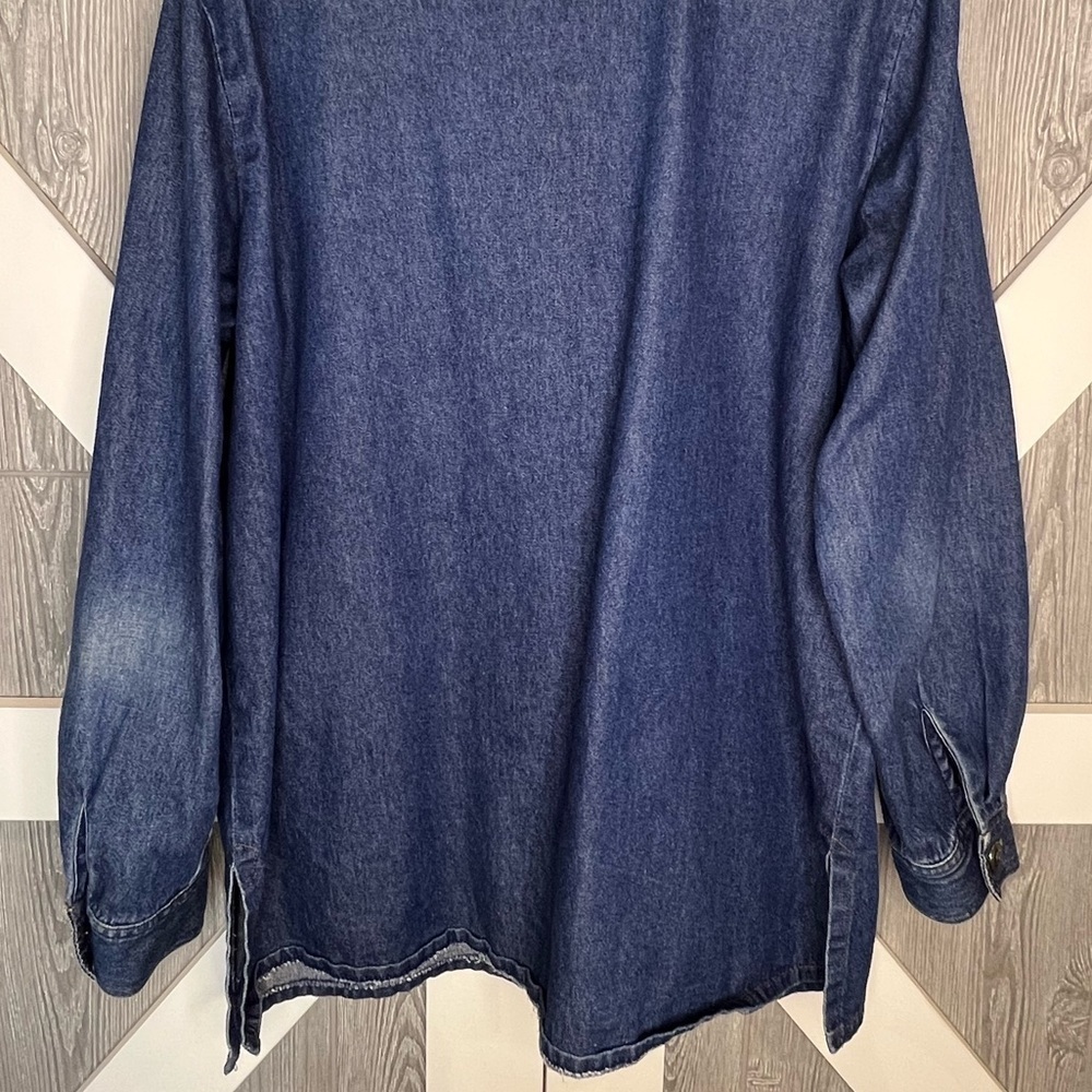 270. Saint Germain Womens Denim Shirt Denim Blue Embellished Vintage Large - Picture 8 of 8